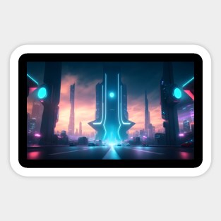 Futuristic city with beautiful sky landscape Sticker